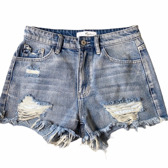 KanCan Pants - KanCan Blue Distressed Jean Shorts Size S